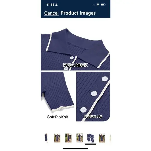 MEROKEETY Women's V Neck Ribbed Knit Maxi Dress Button Short Sleeve Slim Fit~M - Picture 5 of 13